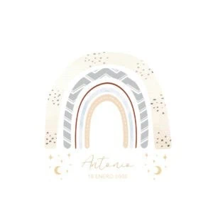 Arcoíris de tonos neutros y detalles dorados para invitaciones personalizadas 3F Álbumes.
