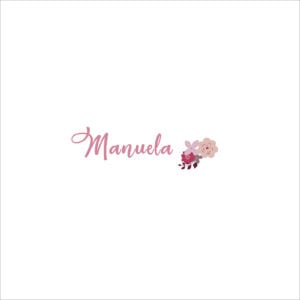 Álbum personalizado Manuela con diseño floral en rosa y beige.