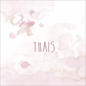 Tienes un álbum de fotos para bebés y recién nacidos en tonos rosa y pastel con la palabra "THAIS" en el centro.