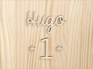 Lámina decorativa para álbumes de fotos con diseño de madera y detalles en tipografía 3F Álbumes.
