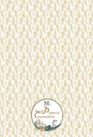 Álbum de comunión 3F con diseño de hojas en tonos beige y blanco, perfecto para recuerdos de primera comunión.