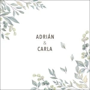 Álbum de boda con diseño floral en tonos suaves, ideal para recuerdos especiales de Adrián y Carla.