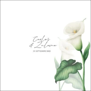 1. Álbum de bodas con flores blancas y diseño elegante para invitaciones de matrimonio.