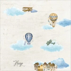 Barcos y globos en el cielo, ideal para álbumes de recuerdos y celebraciones infantiles.