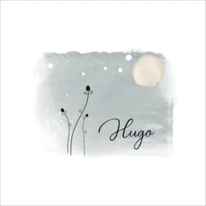 Bebé álbum personalizado con diseño de luna y plantas, ideal para recuerdos de recién nacido.