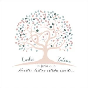 Árbol de hojas en tonos pastel para álbum de recuerdos personalizado.