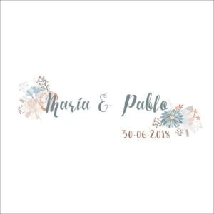 Tarjeta boda personalizada con nombres y fecha, diseño floral elegante en tonos pastel.