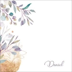 Boda elegante con diseño de acuarela de plantas y nombre personalizado en estilo caligrafía.