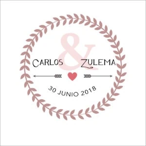 Boda personalizada en estilo vintage con nombres y fecha en 3F Álbumes.