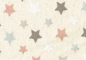 Barras de estrellas pastel en tela beige, ideal para álbumes infantiles y decoraciones DIY.