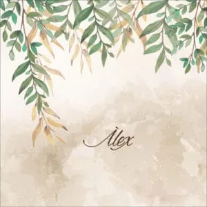 Títulos: Álbum con diseño botánico y nombre personalizado en estilo elegante.
