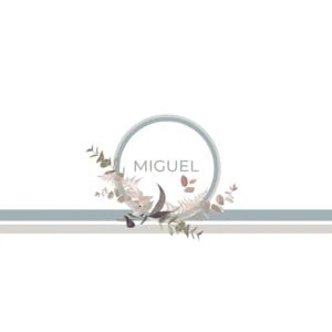 Árbol de álbumes con nombre MigueL, diseño elegante y floral en tonos suaves para álbumes de fotos.