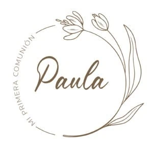 Flores elegantemente dibujadas en logo con nombre Paula y detalles naturales.