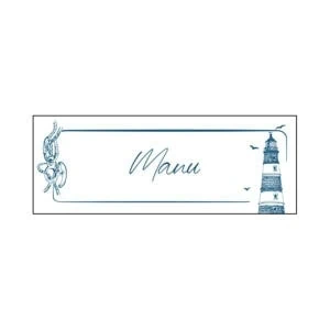 Barra de título personalizada para álbumes de fotos, con temática marítima y diseño en azul.