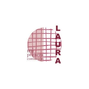 Puerta de la Primera Comunión en color burdeos y diseño moderno, ideal para recordatorios y regalos religiosos.