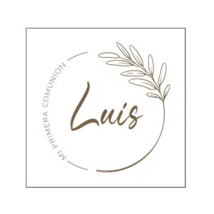 Árbol de hoja en diseño minimalista para álbum personalizado de comunión Luis.