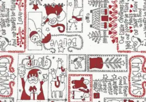 1. Ángeles de Navidad en diseño de álbumes Navidad con ilustraciones festivas en blanco, rojo y negro.