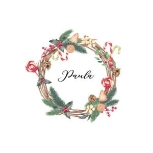 Árbol de Navidad con acebo, piñas y dulces para personalizar álbumes 3F. Diseño navideño para regalos y decoraciones.