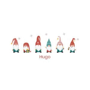 Giants de Navidad con gnomos y nombres personalizados para álbumes de Navidad.