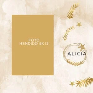Álbum personalizable para fotos, diseño elegante en tonos dorados y detalles estrellas.