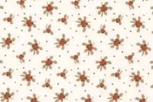 Ramo de acebo navideño con frutas rojas y hojas verdes en fondo crema.
