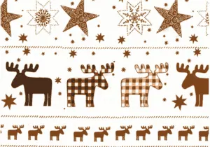 Regalos de Navidad con motivos de renos y estrellas en colores cálidos para decorar.
